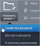 пункт меню "Свойства раздела"