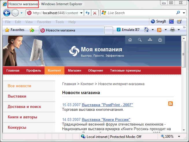 Заголовок окна веб-браузера